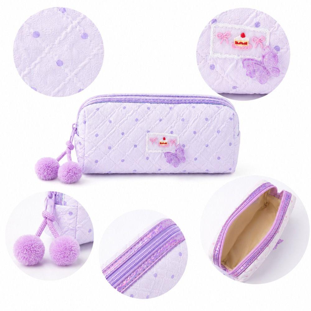 Zipper Closure Pencil Case Quilted Pen Case Fashion School Supply Case Student Supplies