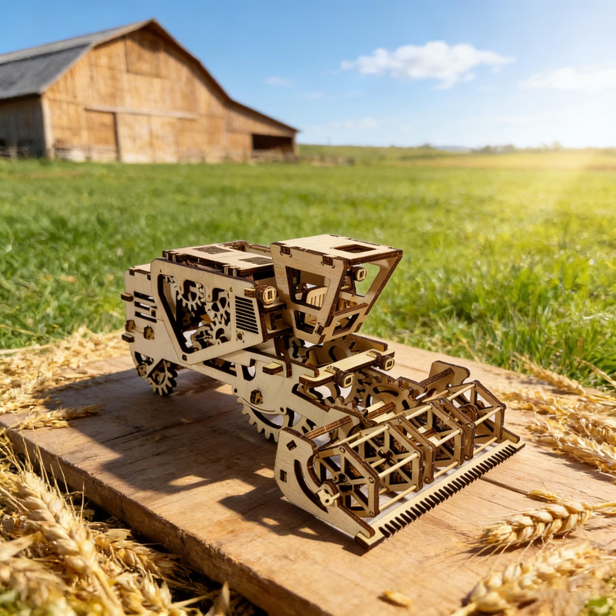 

1 Wooden 3D Puzzle Combine Harvester DO-IT-YOURSELF Wooden Assembly Miniature Imaginative Holiday Decor Present Perfect Ideal for Family Assembly белый