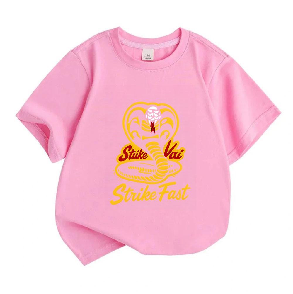Kids Boys Girls 100% Cotton Crew Neck Short Sleeve T-Shirt, Fun Cobra Graphic Strike Fast Casual Tees, Soft Breathable Tops for Daily Outdoor Sports P