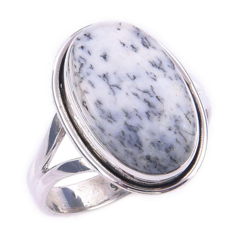 Natural Dendrite Opal Gemstone Handmade 925 Solid Sterling Silver Ring S.7 h3V20