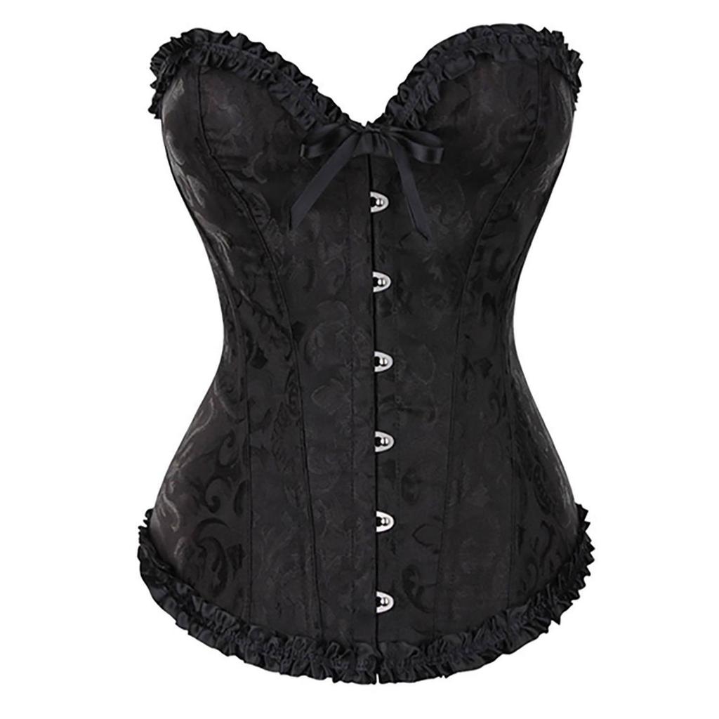Lace Satin Waist Cincher Corset with Boning