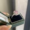 S925 Sterling Silver Pink Square Gemstone Ring for Women - 2 Carat with High-Carbon Cubic Zirconia.