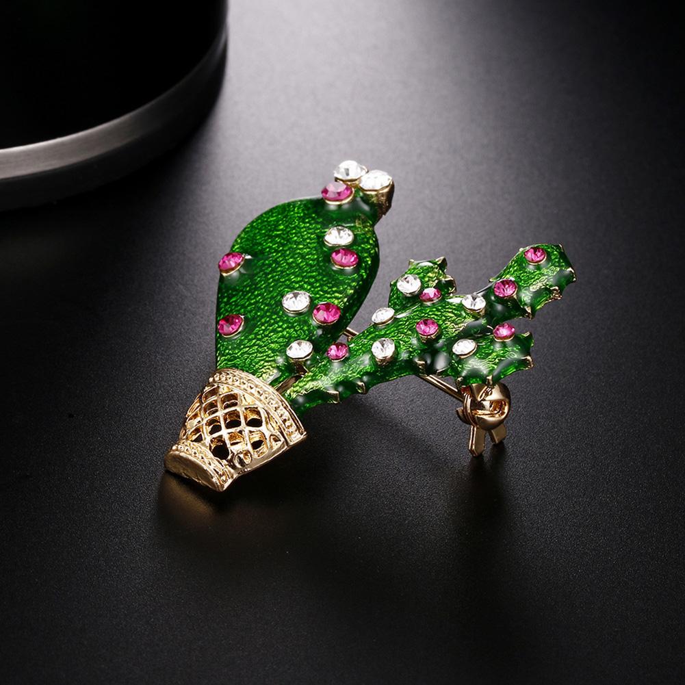 Delicate Stylish Cactus Design Oil Drop Alloy Brooch Wear Decoration Plant Pin