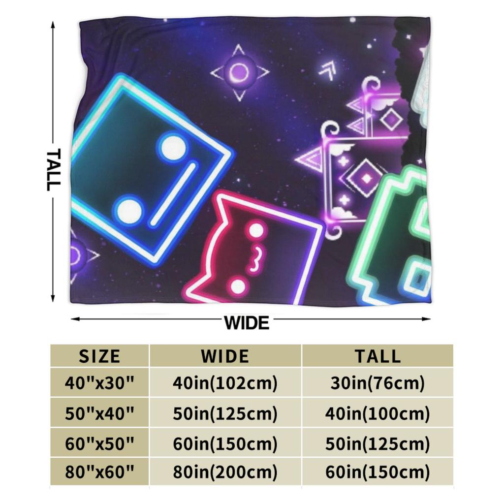 Geometry Dash Gaming Game Plush Blankets Warm Soft Flannel Throw Blanket Kids Couch Chair Quality Bedspread Gift Idea