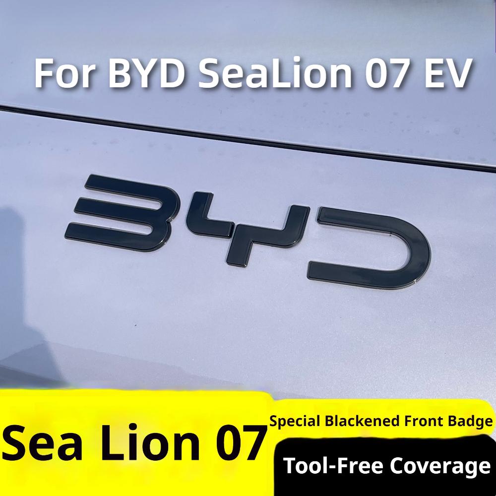 For BYD SeaLion 07 EV Car Specialized No Disassembly Overlay Blackened Emblem Black Warrior Black Car Logo Sticker Auto Exterior