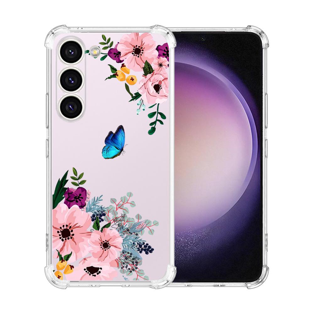 Samsung Galaxy S24 Ultra Case Airbag TPU Painted Butterfly Flowers - Perfect Fit