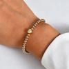 Chic Heart Zircon Beaded Chain Bracelet for Women Girls,Gold Plated Stainless Steel Waterproof Bracelets,Exquisite Daily Jewelry