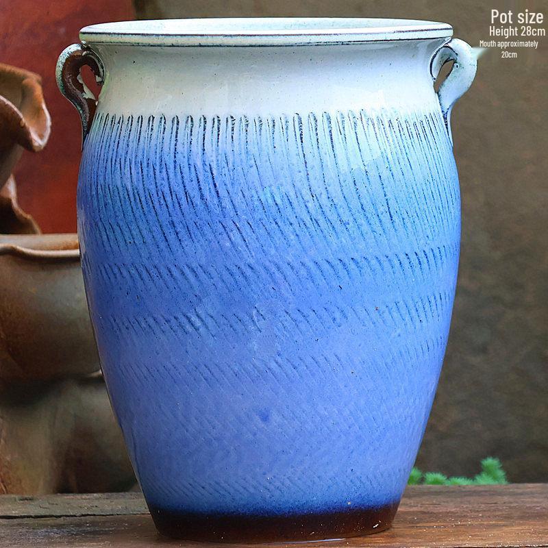 Handmade Large Purple Clay Ceramic Pot for Succulents and Bougainvillea – Breathable, Coarse Pottery Design for Living Room.