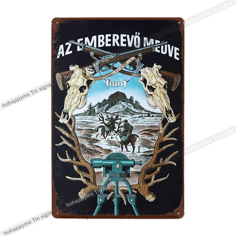 Jagd Metallschild Blechschild Retro Jäger Plakette Eisenmalerei Jagd Poster Geschäft Vintage Wandkunst Dekoration Heimschilder 20x30cm