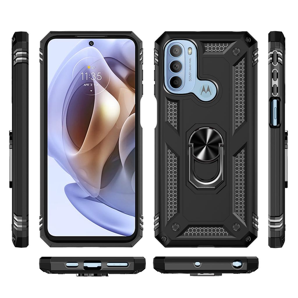 For Motorola Moto G31 4G/G41 4G PC+TPU Armor Defender Phone Case Ring Kickstand Non-slip Protective Cover