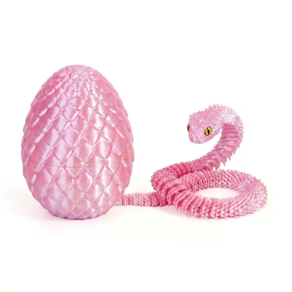 30/45/60cm 3D-gedrucktes Schlangenei Kreative Dekompression Schlangenform Beweglich Drehbar Gelenkig Schreibtischornament Realistisches Spielzeug