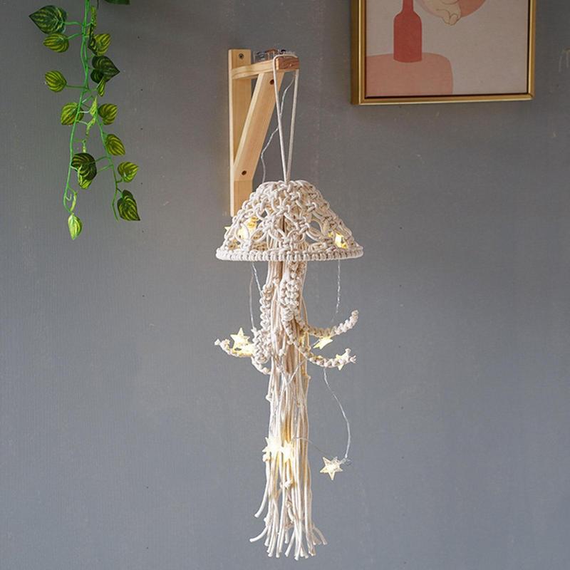 Macrame Dream Catcher Jellyfish Bohemian Decor For Bedroom With Lights Dream Catcher Nursery Decor Dream Catchers Moon Room