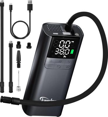 Kaedear KDR-AP3 Electric Motorcycle Air Pump, Rechargeable, USB-Powered, Smart Air Pump, 2000mAh X 2, Total 4000mAh/14.8wha, 150PSI Type-C, Mobile Com