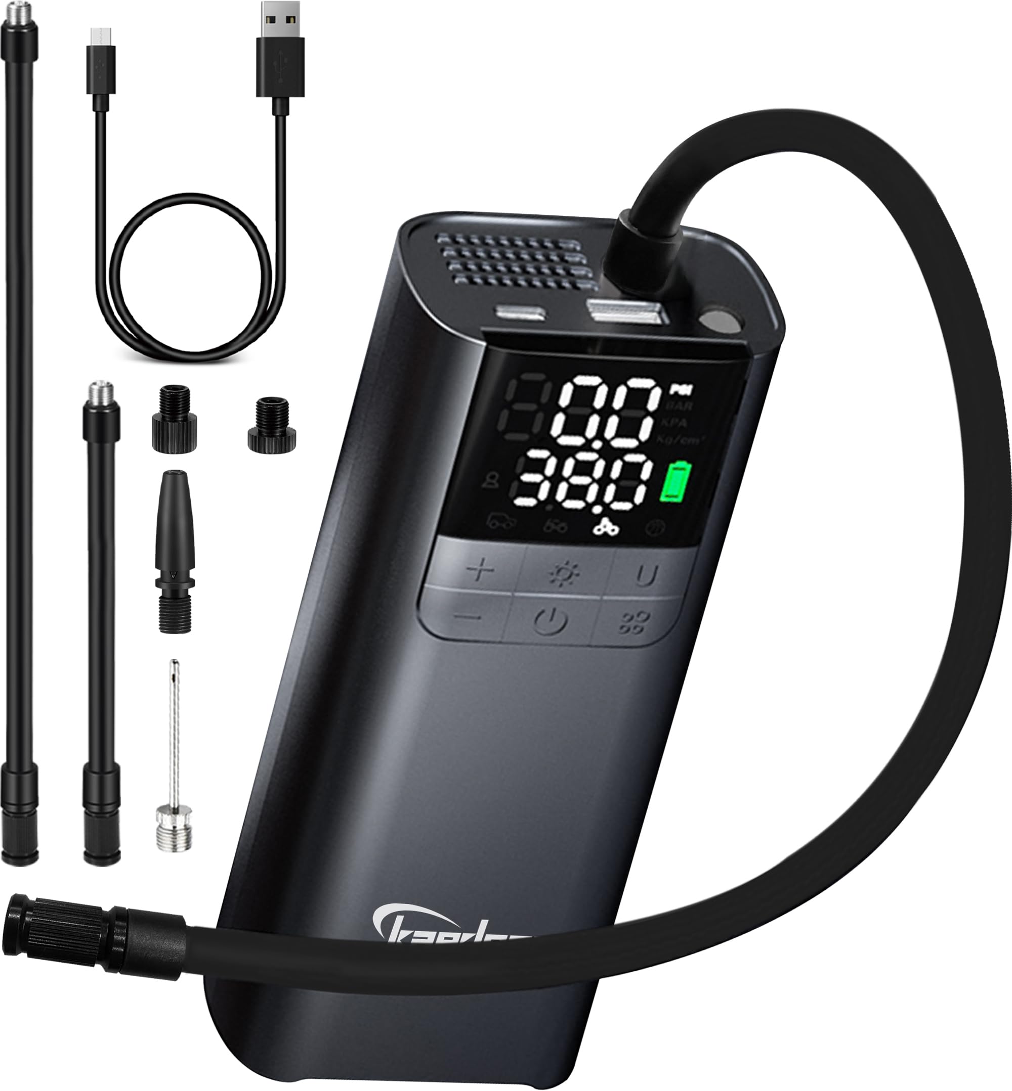 

Kaedear Электрический мотоциклетный воздушный Смарт Воздух 2000 мАч x Всего 150 фунтов на кв. дюйм Мобильный компрессор для и автомобилей KDR-AP3 Насос, Перезаряжаемый, Питание от USB, Насос, 2, чёрный