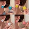 Women Spring Hydrangea Floral Clip-On Earrings, Vacation Style, Unique High-End Non-Pierced Earrings for Photoshoots