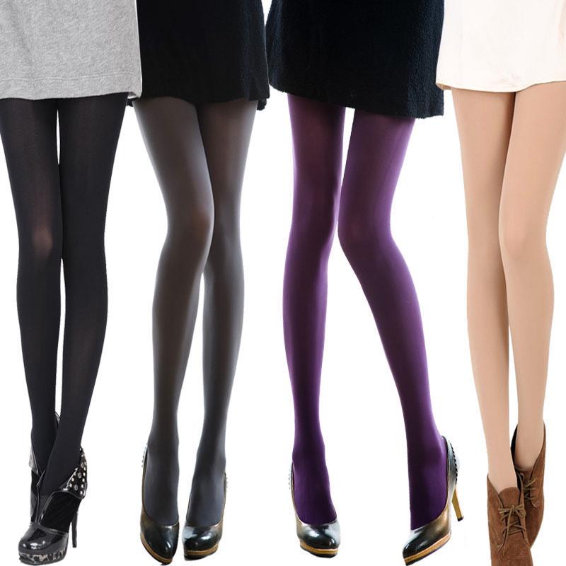 Collant Caldi Sexy Color Caramella da Donna 120D Velluto Senza Cuciture Primavera Estate Elastici Grandi Calze Lunghe
