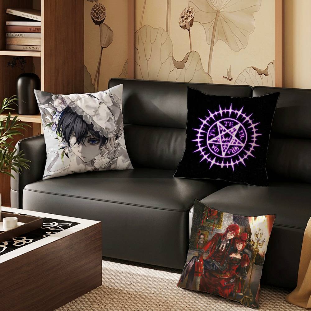 Anime Black Butler horror pillowcase casual style decoration suitable for home decoration (excluding pillow core)
