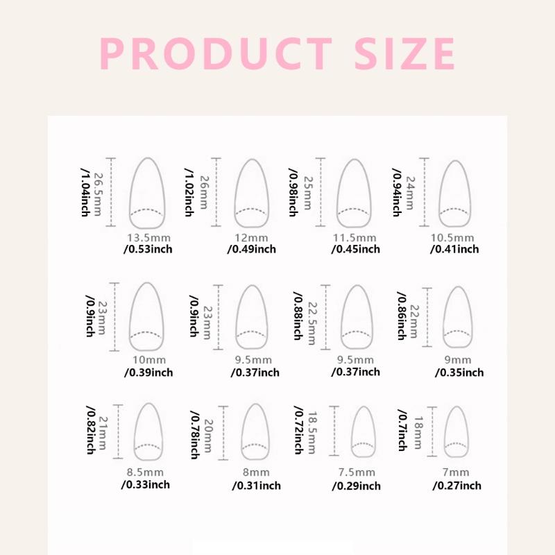 Medium Almond Press On Nail Set 24Pcs Flower Stick on Nail Floral Artificial Nail with Rhinestones and Pearls False Nail