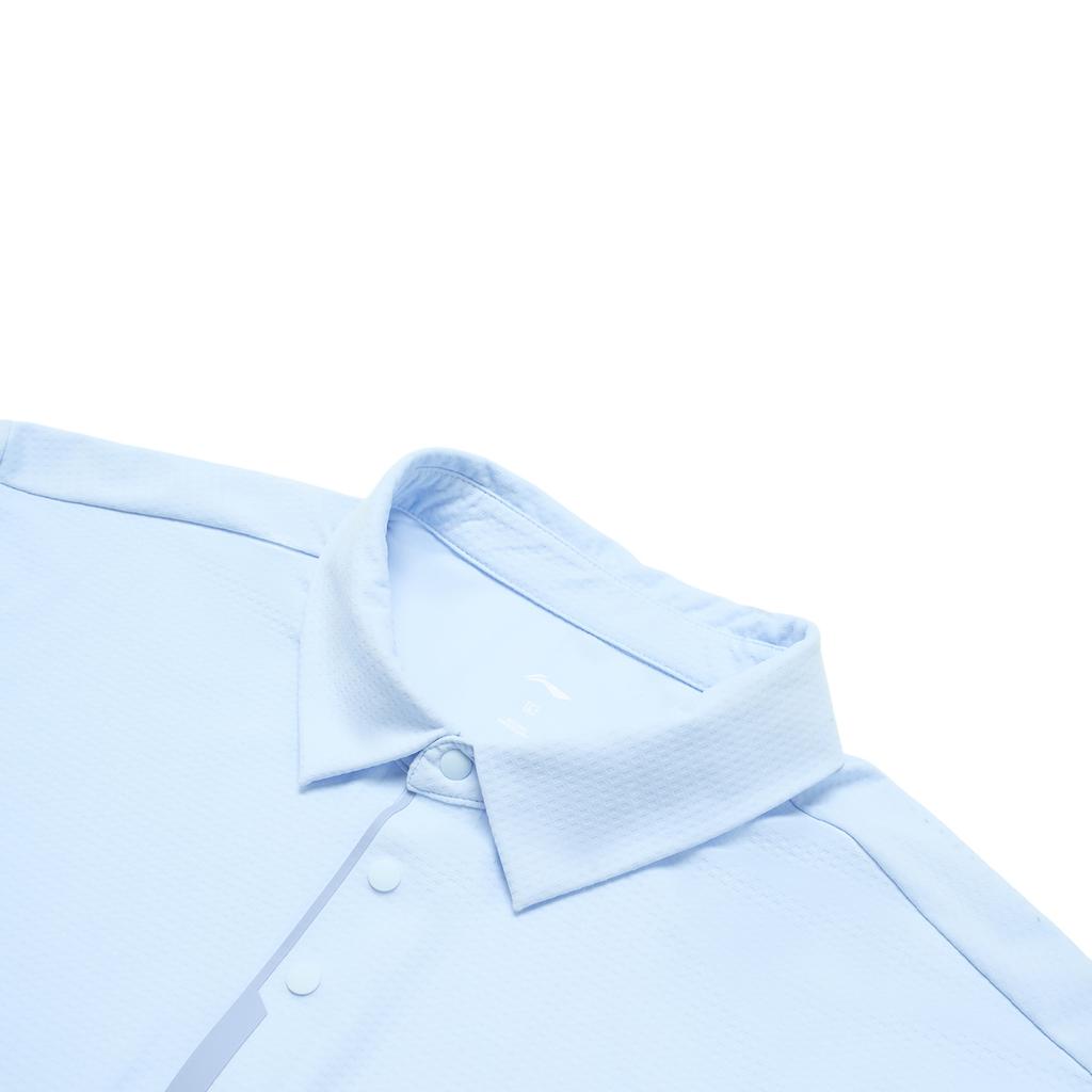 Li-Ning Fitness Series Solid Color Comfortable Fashionable Moisture-Wicking Breathable Short-Sleeve Polo Shirt Men Tops Ice-Blue APLU123-2