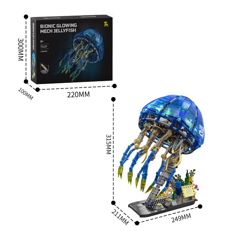Kua Jie Tuo Mu T1127 Luminous Jellyfish Mechanical Building Blocks Compatible with Lego - Electric Assembly Model Toy for Kids