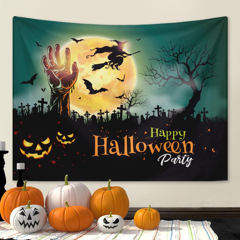 Halloween Horror Moon digitalprinted polyester tapestries living rooms bedrooms macrame wall hanging room decor aesthetic