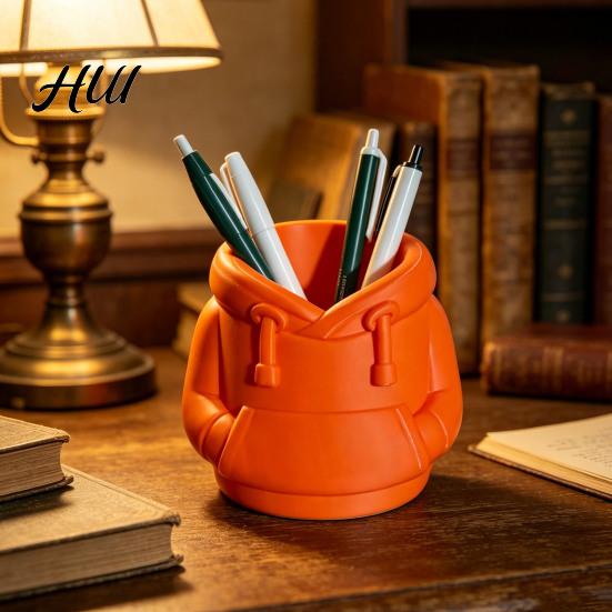 Cute Desk Accessory Hoodie-shaped Pen Holder 3D Sweatshirt Large Capacity Organizer Scratch-resistant Fun Desktop Stationery Storage for Office Study