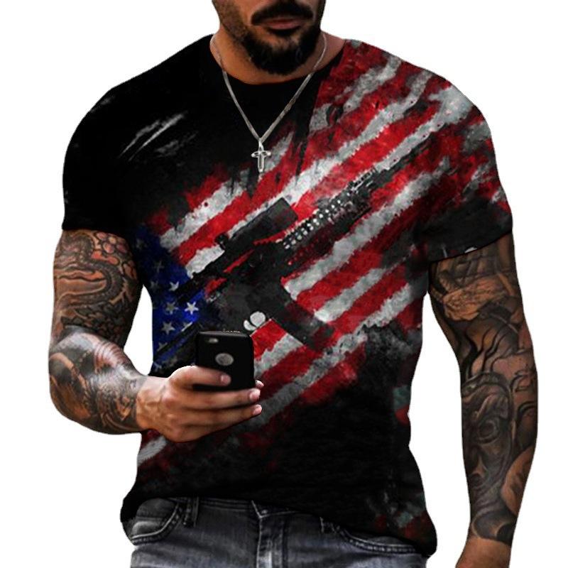 Men's Casual Printed Short Sleeve Loose Comfort Top T-Shirts Men’s