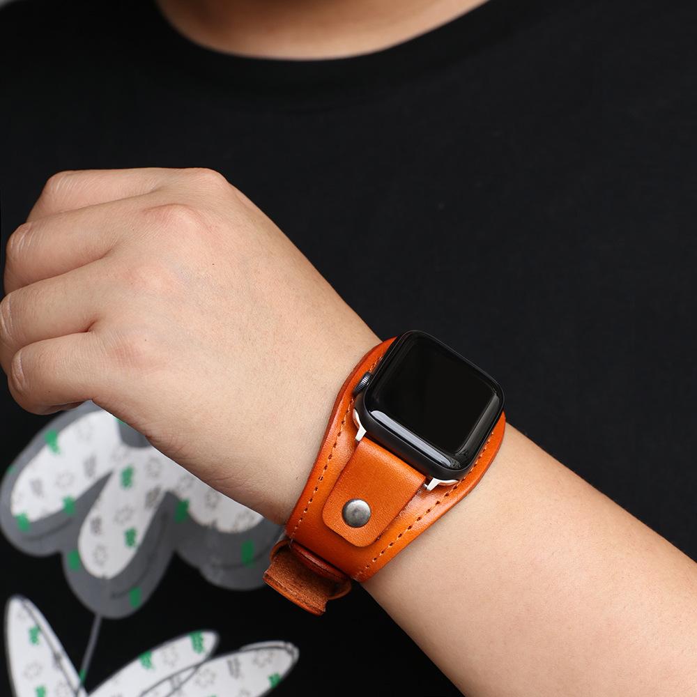 Watchband NEW Punk Cuff Retro Bracelet Belt For Apple Watch Band 38mm 40mm 42mm 44mm 41mm 45mm Watchband Leather iWatch Strap 3 4 5 6 7 SE