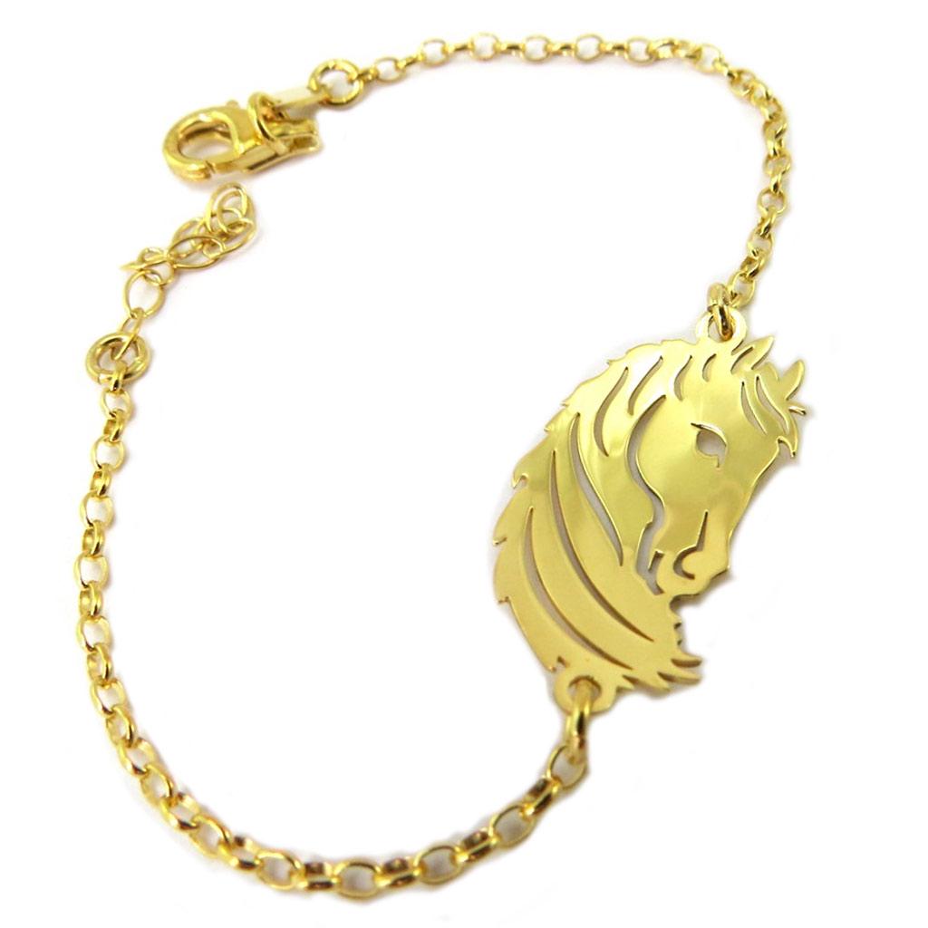 Les Trésors De Lily [P3295] - Golden 'Jungle' Silver Bracelet - 25x15 Mm (horse)