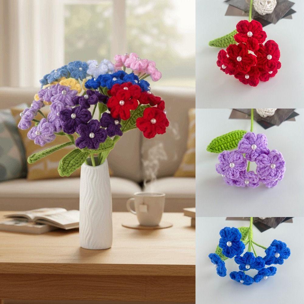 a Bundle of 6 Flowers Handmade Bouquet Artificial Knit Fake Flowers Home Decoration
