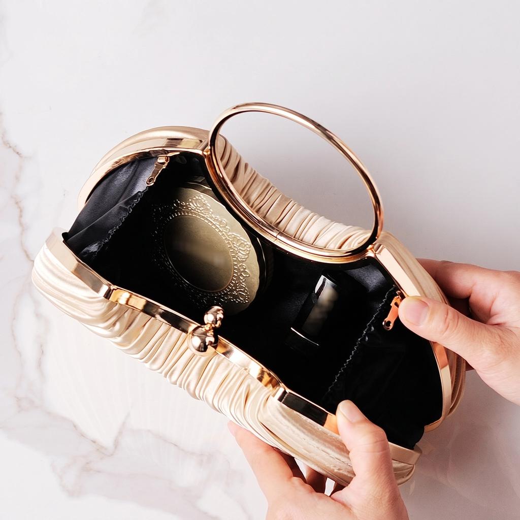 Evening Handbag Luxury Designer for Women Fashion Pleated Clutch Bag High Quality Pink Purse Crossbody Shoulder Phone Wallet