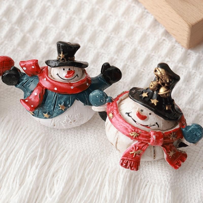 Christmas Resin Figurine Snowman Santa Statue Ornament for  Living Space Table Decoration Resin Craft Present