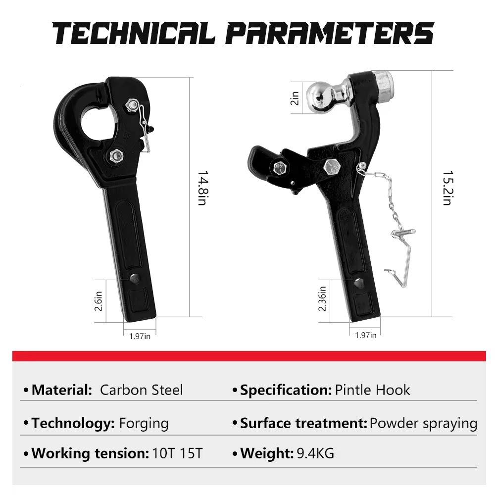 Car Modification Trailer Hook Arm Tiger Head Rogue Hook Adapter Trailer Square Mouth Seat Towing Hook Battle Axe Hook Rear of Th