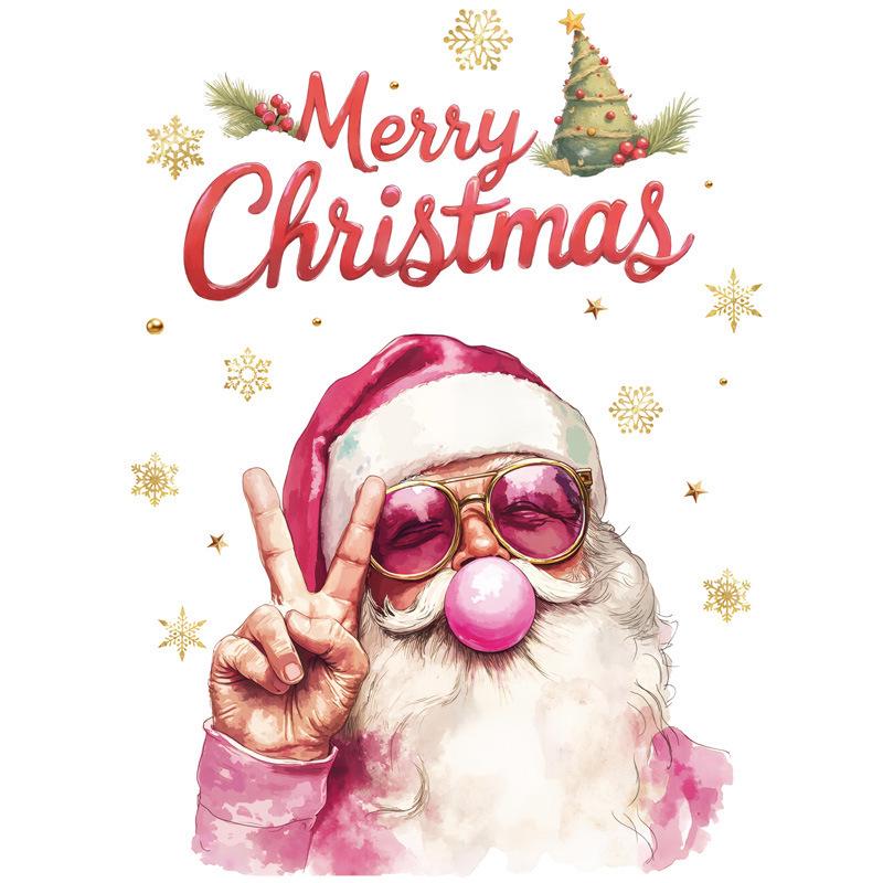 Colorful Christmas Window Decoration Set: Tree, Santa, Reindeer Stickers