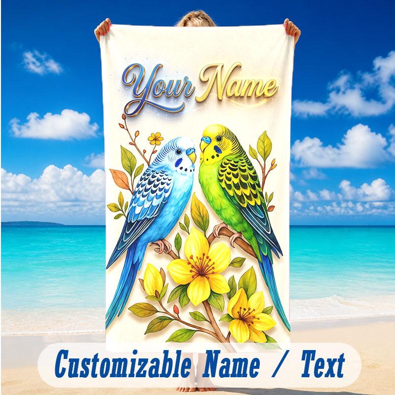 Decorative Artwork Theme Beach Towel Personalized Custom Name & Text Soft Quick Dry Beach Towel for Swimming Travel