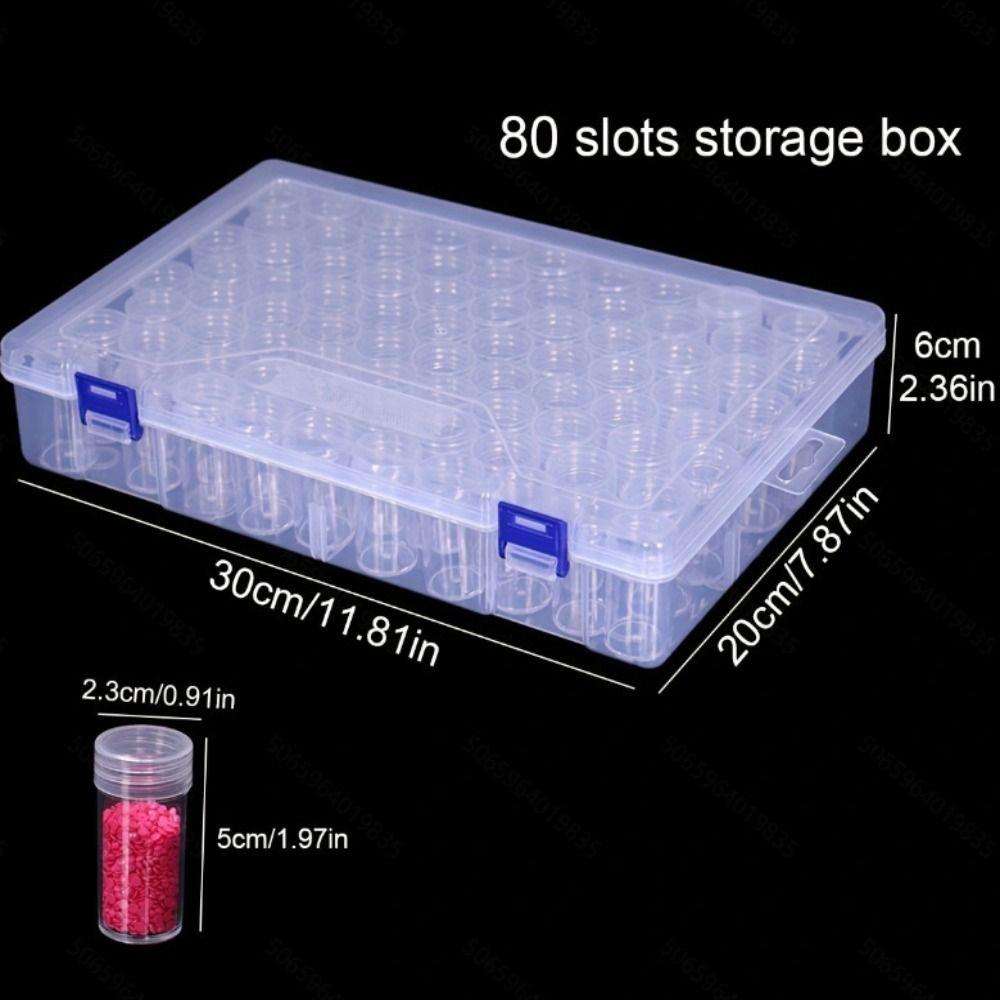 24/30/38/48/60/80 Bottles Diamond Painting Storage Containers Round Plastic Beads Storage Containers Box Transparent Save Space
