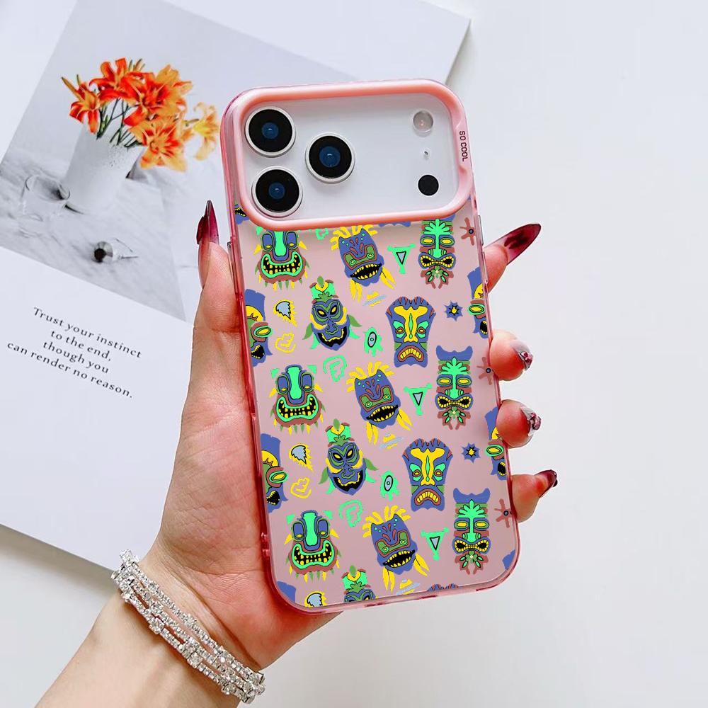 Coole Tiki Handyhülle Für iPhone 17 16 15 14 13 12 11 Pro Max Air Matt Laser Aurora Stoßfest Funda
