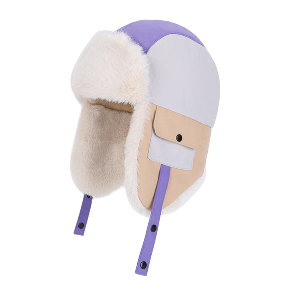 

Plush Pilot Hat Windproof Earflap Cap Fashion Ear Protection Cap Kids фиолетовый