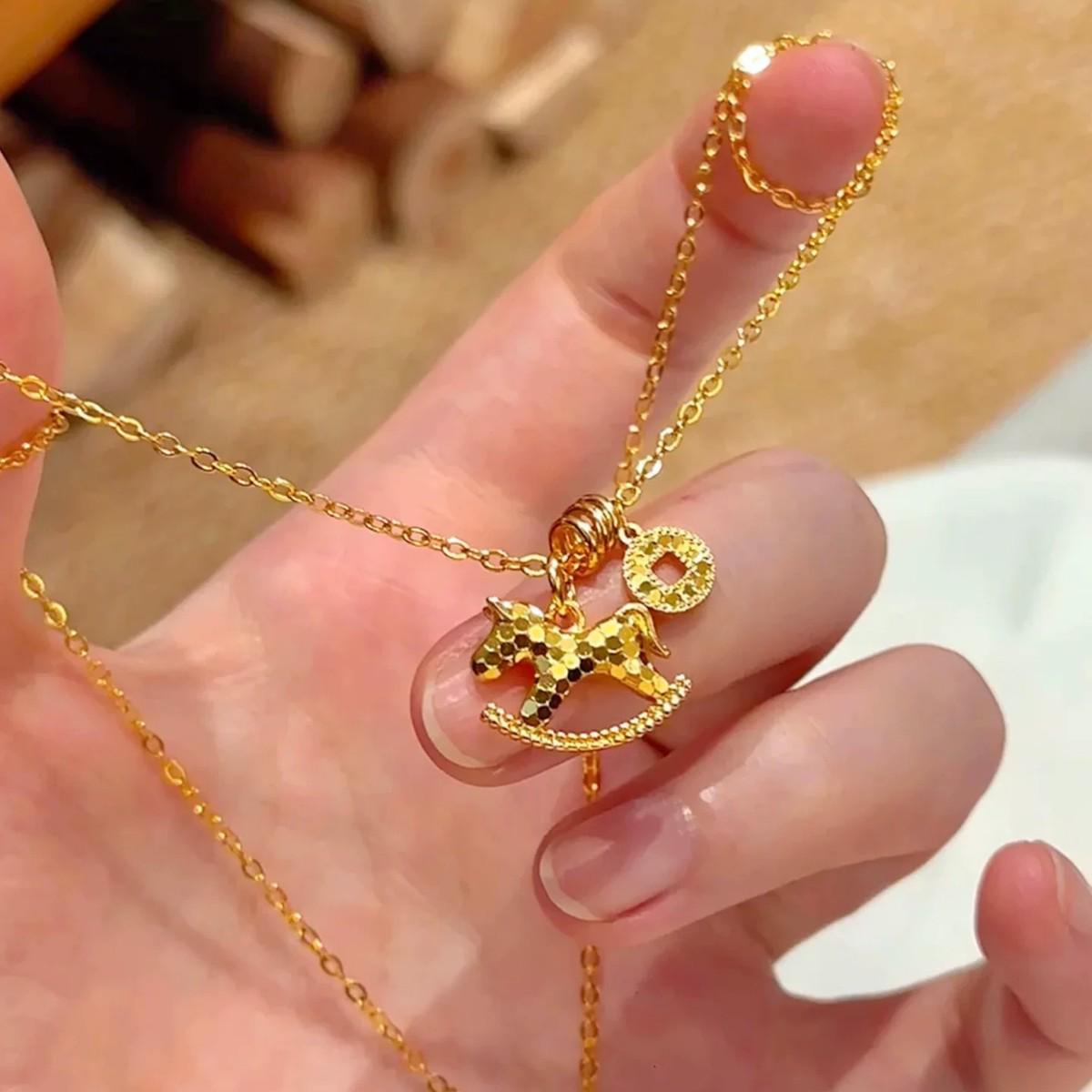 Пеннибрейк Позолоченный Подвеска-ожерелье Знак Зодиака Лошадь Чешуя Дракона 2026