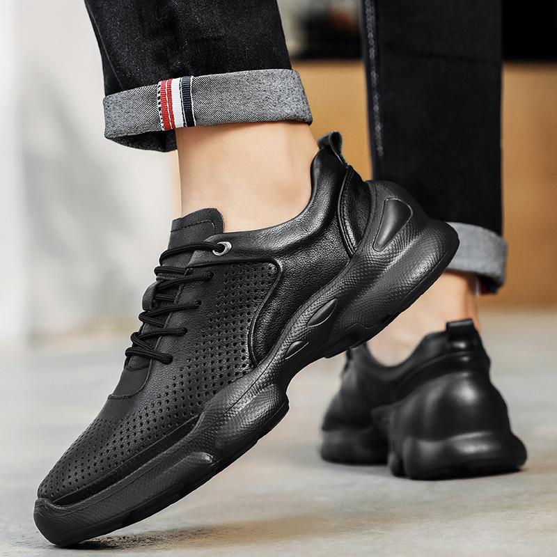 Fashion High Quality Genuine Leather Mens Sneakers Non Slip Outdoor Casual Shoes New Leisure Walk Tenis Masculino Men's Casual Trainers