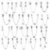 Star Moon Round Clip Copper Safety Chain Charms Butterfly Fly Heart Sliding Spacer Beads Original Women Bracelet Diy Jewelry