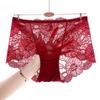 Plus Size Women's Lace Sexy Hollow Thin Mid-waist Panties Breathable Cotton Crotch Briefs