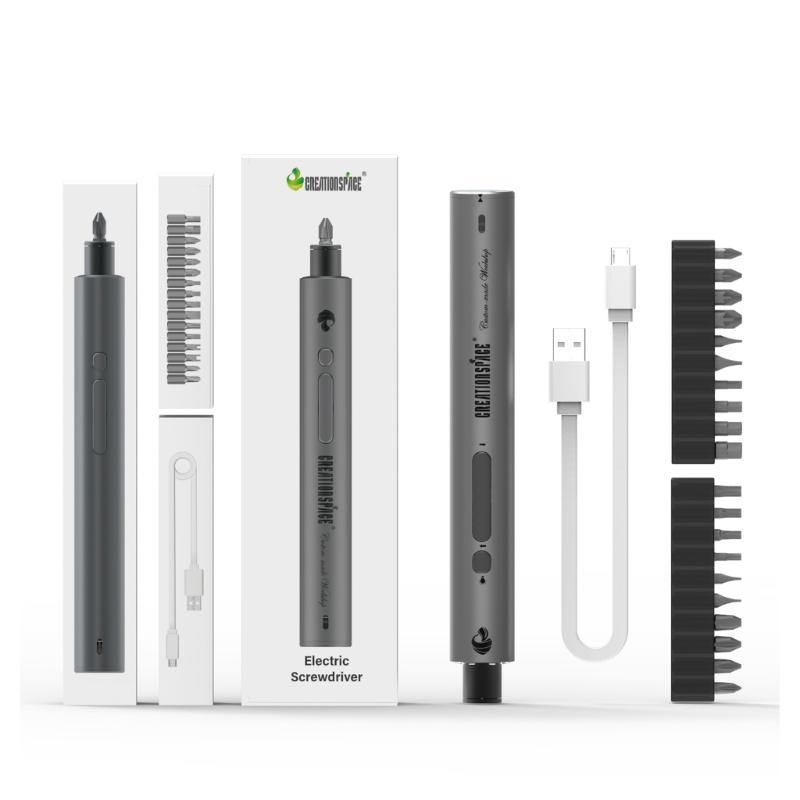 3.7V Cordless Electric Screwdriver Adjustable Torques Small Portable Power Screwdriver with LED Work Light for Repair