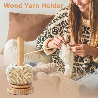 Detachable Base Wooden Yarn Holder Vertical Rotating Manual Dispenser Yarn Spool Organizer Handmade Craft Yarn Winder