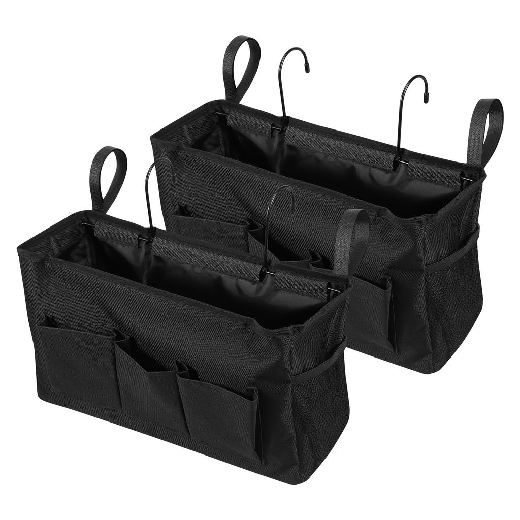 Bedside Caddy Storage Bag Oxford Cloth Multi Pockets Hanging Bag Large Capacity Hanging Storage Organizer with Metal Hook