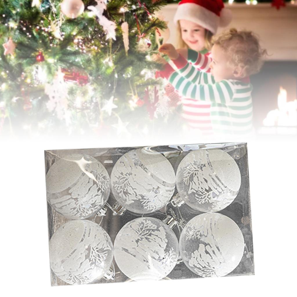 6 Pcs Xmas Ball Ornaments Set Snow Scene Shatterproof Transparent Acrylic Clear Xmas Balls Hanging