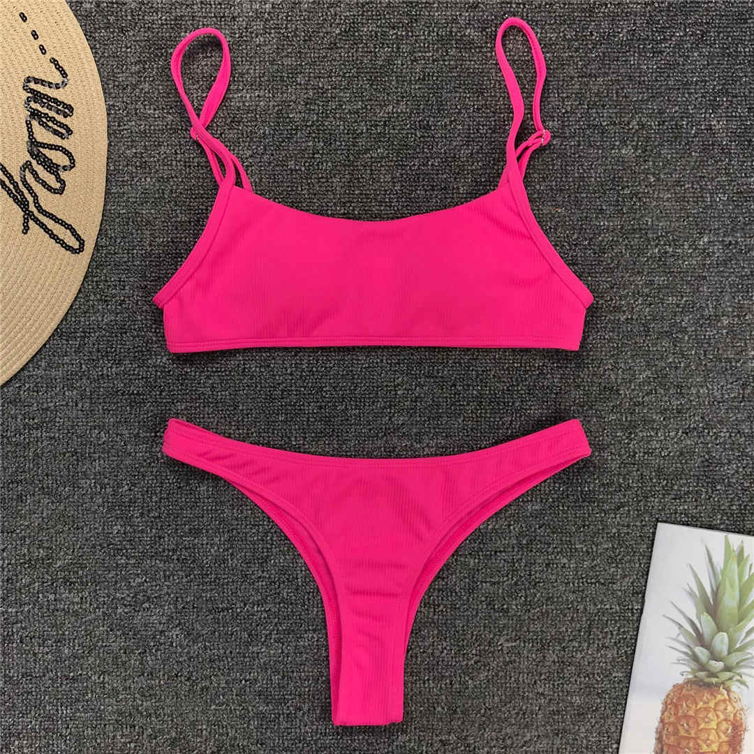 

Сексуальные неоновые желтые стринги-бикини, женские купальники, стринги, женский комплект бикини, купальный костюм в рубчик L неон розовый