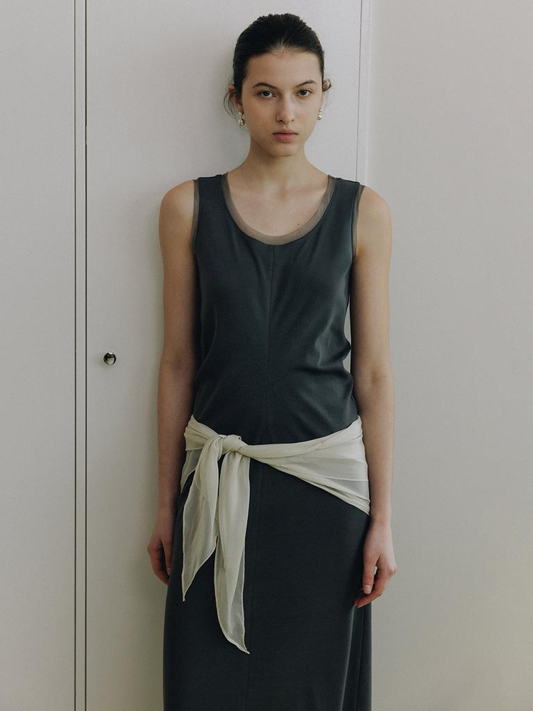 LOEUVRE Draped Sleeveless Maxi Dress Sw6Mo712-13