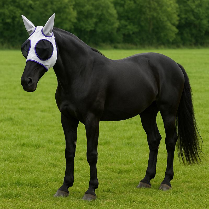 Professional Comfortable Quick Dry Horse Fly Mask Breathable Adjustable Horse Face Cover Outdoor Headgear Easy To Use