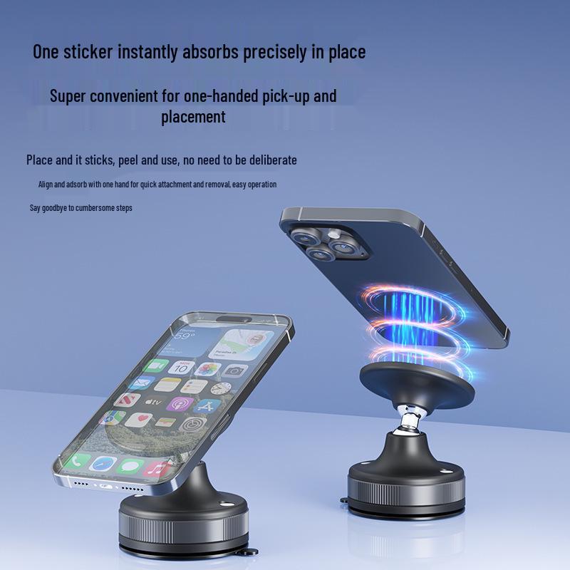 Universal Magnetic Car Phone Holder with Vacuum Suction for Dashboard and Navigation